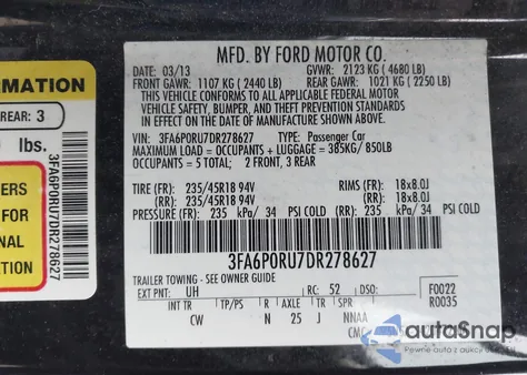 2013 Ford Fusion Hybrid Titanium from USA, damaged, VIN 3FA6P0RU7DR278627